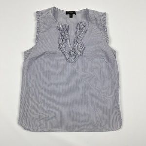 J.Crew Women's Ruffle Top Sleeveless Size 4 Striped Blue Pull Over